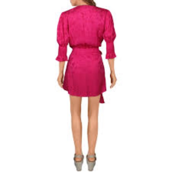 Art Dealer Fuchsia Mini Wrap Dress (M) (NWOT) - Picture 2 of 4